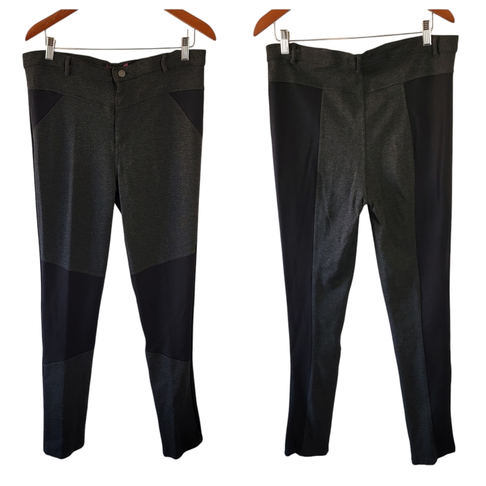Krazy Love Black Gray Ponte Pants Sz 2X Stretch Comfort Structured Versatile